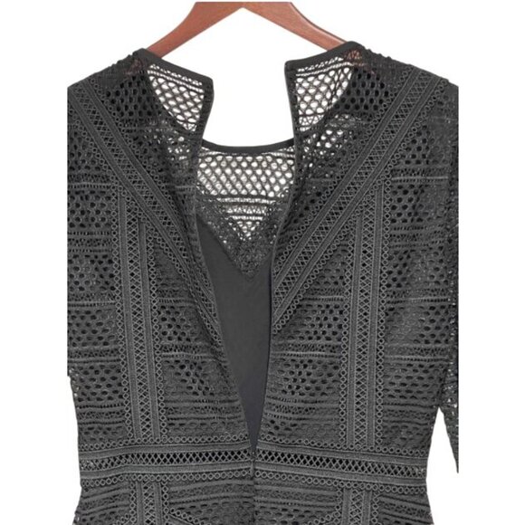 Kooples Black Geometric Guipure Long-Sleeve Mini Dress Size 2 US Med NWT $485 - Picture 10 of 16